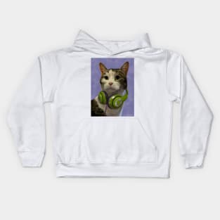 Cat w/headphones Kids Hoodie